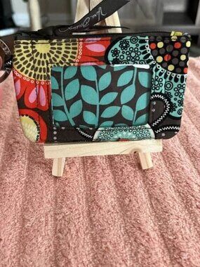 Vera Bradley Flower Shower Keychain ID Wallet Pouch